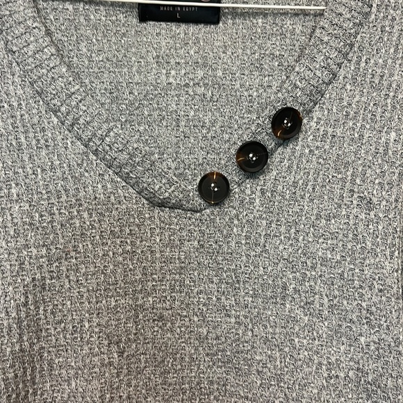 Maternity Love Grey Waffle Knit Top sz L - Picture 3 of 9